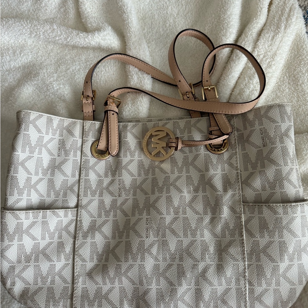 Michael Kors Beige and Brown Signature Tote